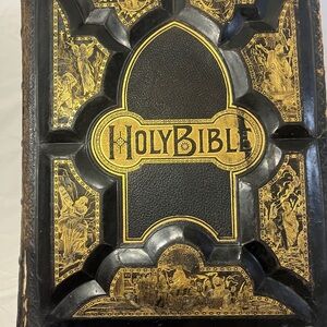 Vintage Holy Bible Black & Gold Embossed Cover from 1896